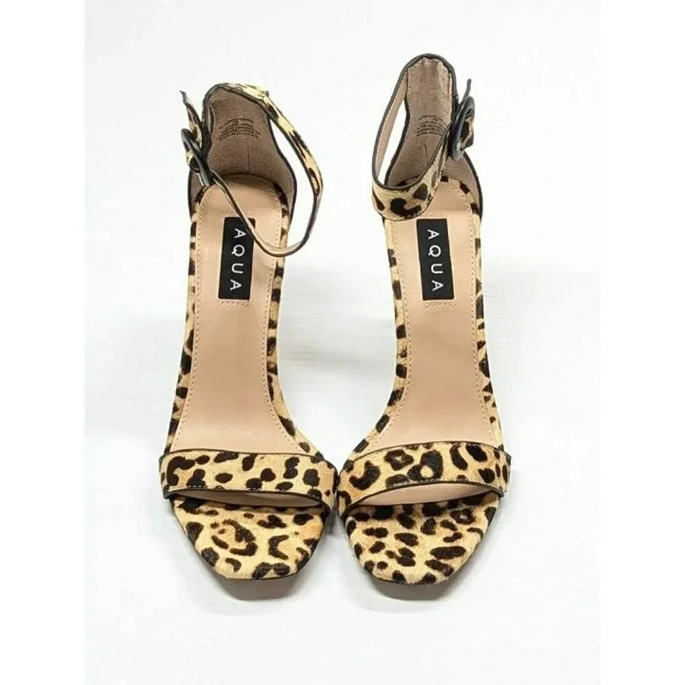 Aqua Women's Seven Leopard Print Calf Hair High-Heel Sandals Size 9.5 MSRP $119 - Picture 4 of 8